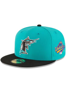 New Era Miami Marlins Mens Teal 1997 World Series Side Patch 59FIFTY Fitted Hat