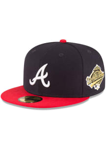 New Era Atlanta Braves Mens Navy Blue 1995 World Series Side Patch 59FIFTY Fitted Hat
