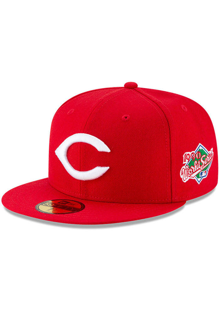 New Era Cincinnati Reds Mens Red 1990 World Series Side Patch 59FIFTY Fitted Hat