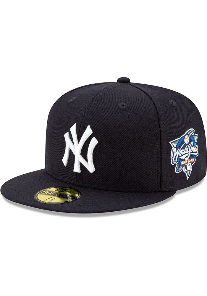 New Era New York Yankees Mens Navy Blue 2000 World Series Side Patch 59FIFTY Fitted Hat