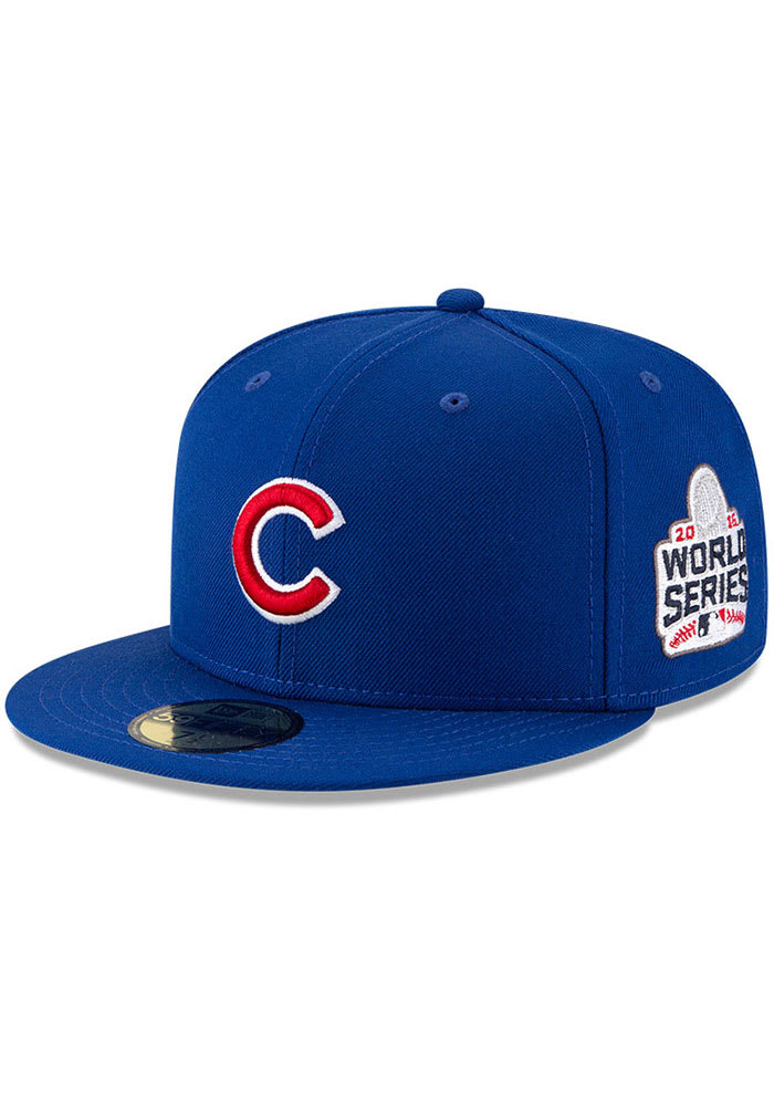 New Era Chicago Cubs Mens Blue 2016 World Series Side Patch 59FIFTY Fitted Hat
