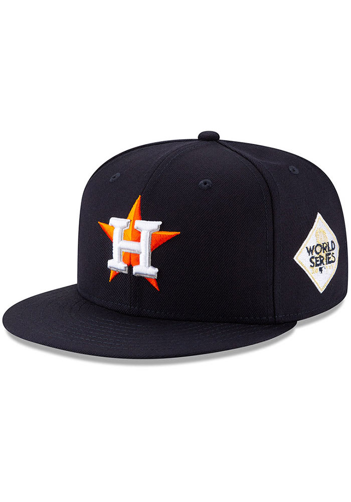 New Era Houston Astros Mens Navy Blue 2017 World Series Side Patch 59FIFTY Fitted Hat