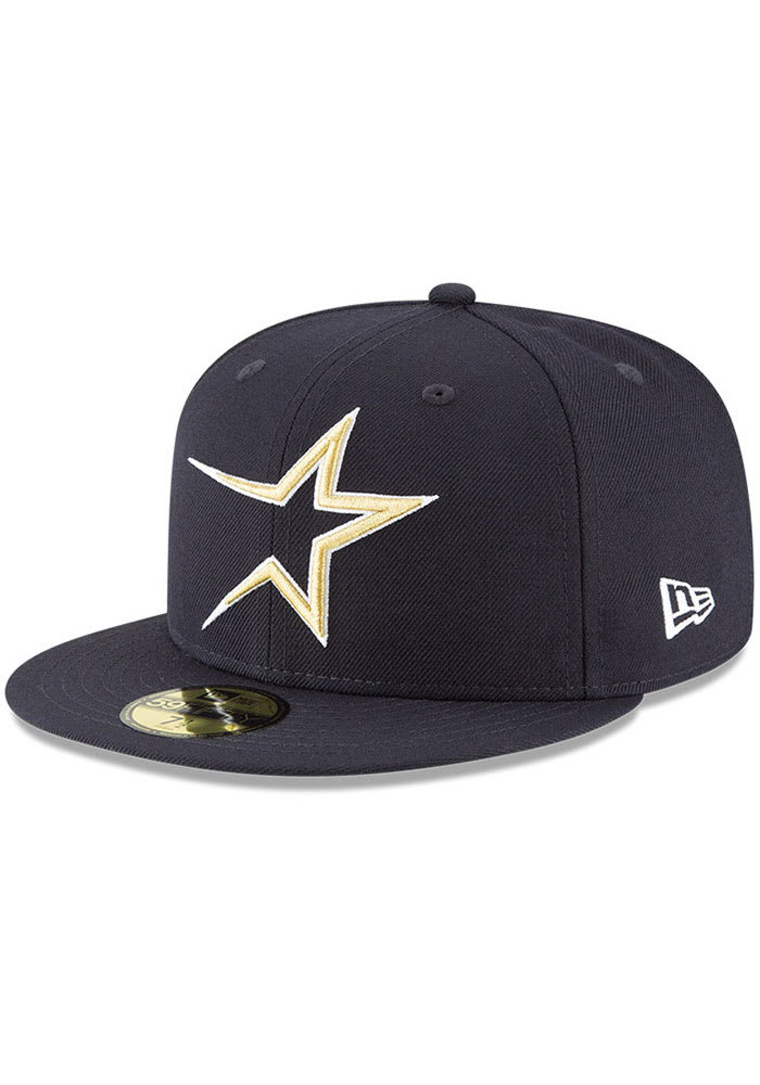 New Era Houston Astros Mens Navy Blue Cooperstown 59FIFTY Fitted Hat