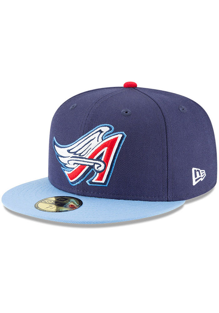 California Angels Sky Blue Scarlet Cooperstown New Era 59FIFTY Fitted Sky Blue | Scarlet / Scarlet | White | Ombre Gold / 7 7/8