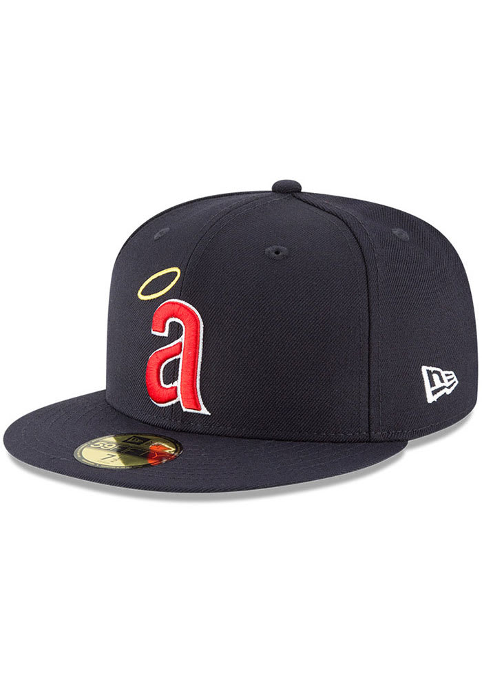 New Era Los Angeles Angels Mens Navy Blue California Angels Cooperstown 59FIFTY Fitted Hat