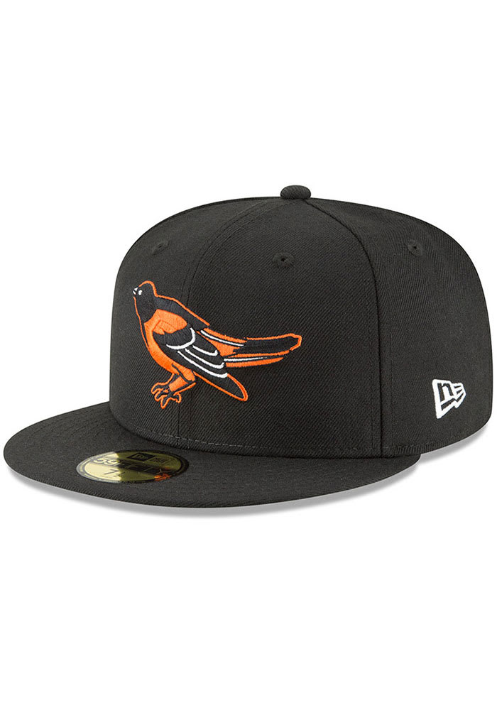Baltimore Baseball Hat Black Orange Cooperstown AC New Era 59FIFTY Fitted Black | Orange / Orangeade / 7 3/4