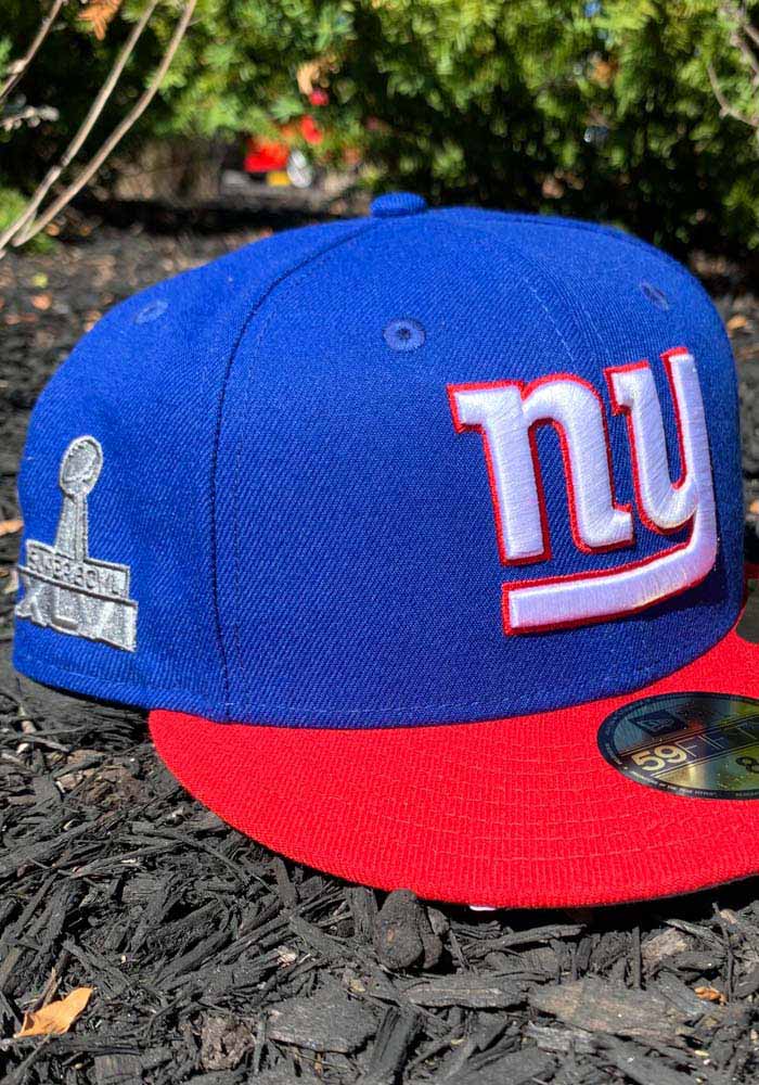 New Era New York Giants Mens Blue Super Bowl XLVI Side Patch 59FIFTY Fitted Hat