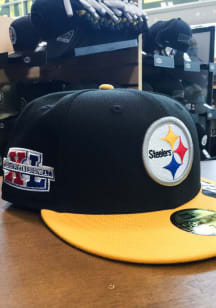 New Era Pittsburgh Steelers Mens Black Super Bowl XL Side Patch 59FIFTY Fitted Hat