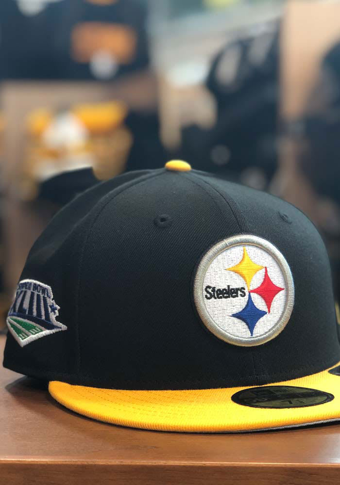 Men's New Era Black Pittsburgh Steelers Super Bowl Patch 59FIFTY