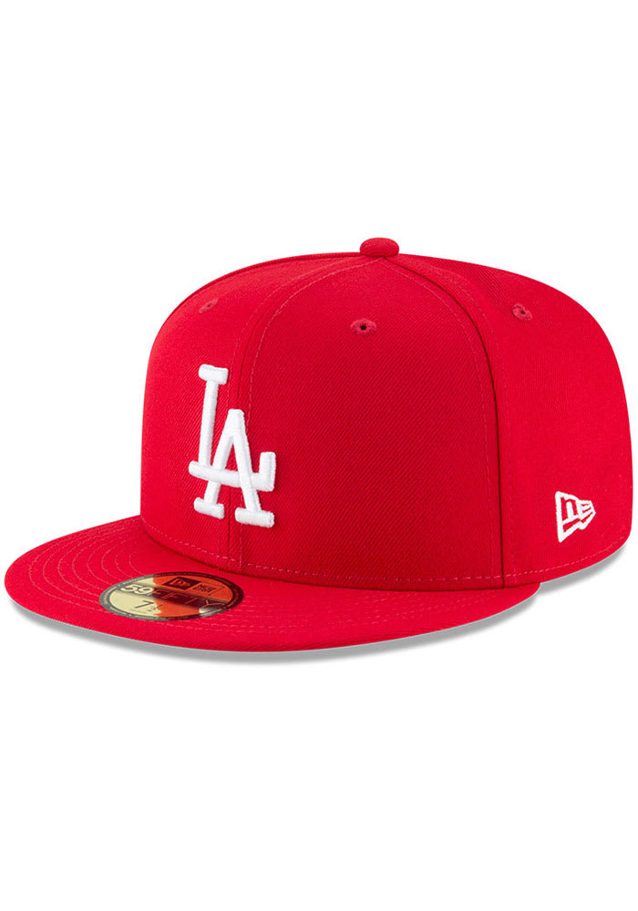 New Era Los Angeles Dodgers Mens Red Basic 59FIFTY Fitted Hat