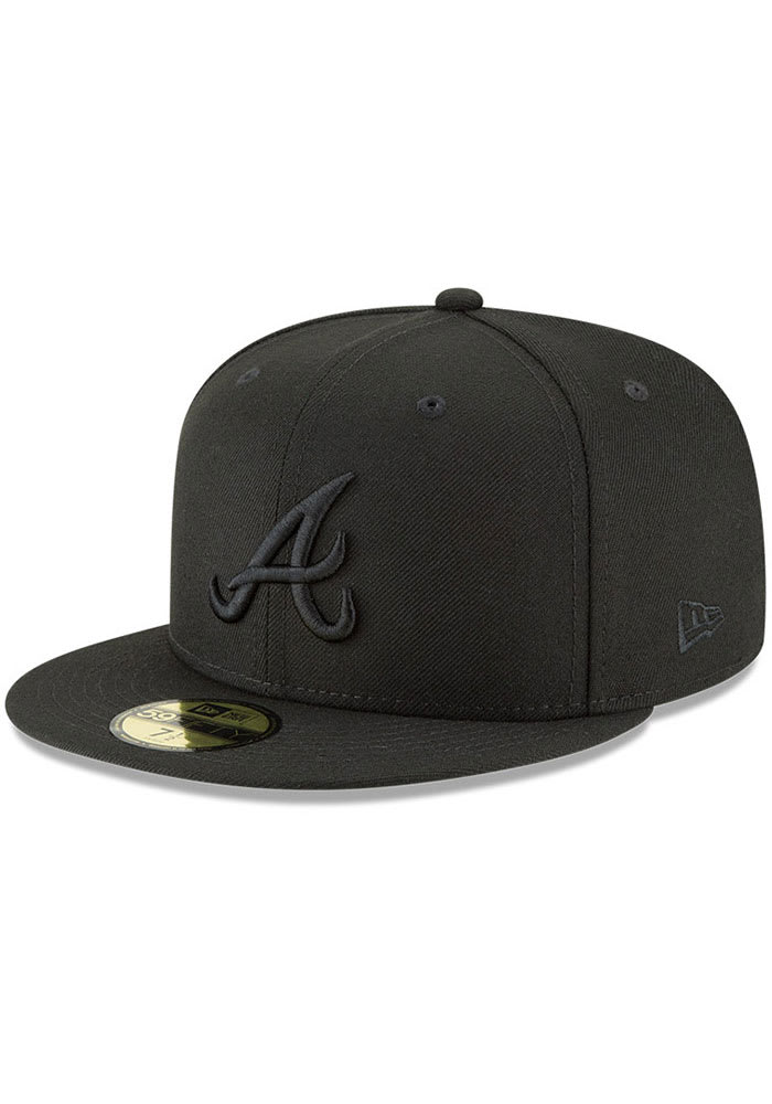New Era Atlanta Braves 59FIFTY Basic Black Fitted Hat, Size: 7 3/4