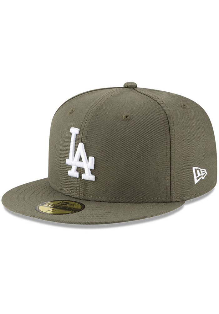 New Era Los Angeles Dodgers Mens Olive Basic 59FIFTY Fitted Hat