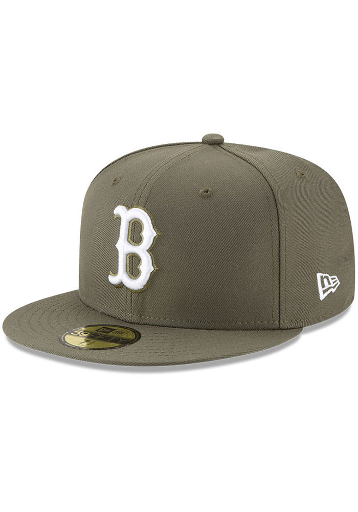 New Era Boston Red Sox Mens Olive Basic 59FIFTY Fitted Hat
