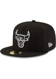 New Era Chicago Bulls Mens Black and White 59FIFTY Fitted Hat