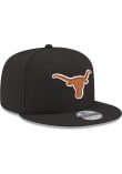 New Era Texas Longhorns Black 9FIFTY Mens Snapback Hat