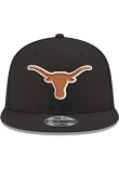 New Era Texas Longhorns Black 9FIFTY Mens Snapback Hat