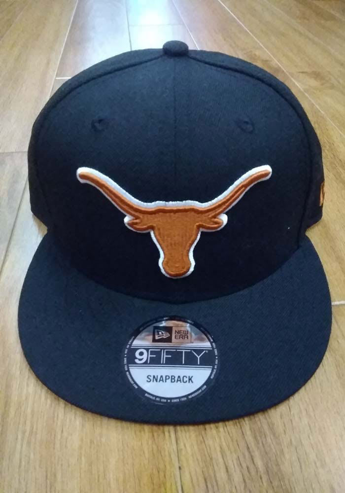 New Era Texas Longhorns Black 9FIFTY Mens Snapback Hat