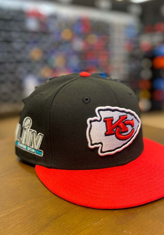 New Era Kansas City Chiefs Mens Black Super Bowl LIV Side Patch 59FIFTY Fitted Hat