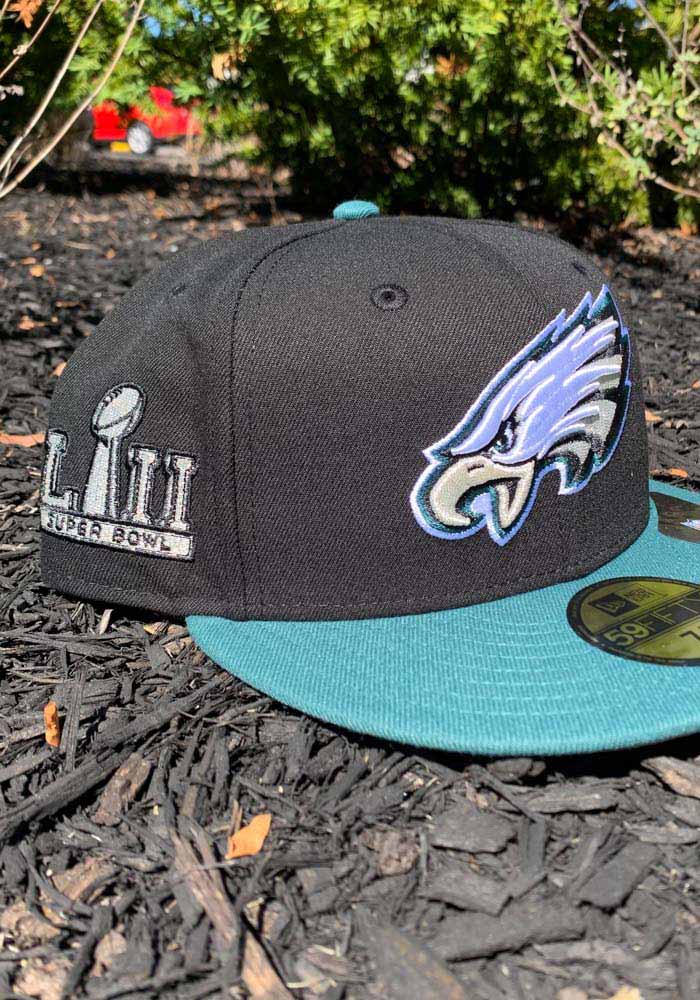 New Era Philadelphia Eagles Mens Black Super Bowl LII Side Patch 59FIFTY Fitted Hat