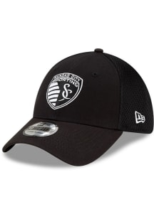 New Era Sporting Kansas City Mens Black and White Neo 39THIRTY Flex Hat