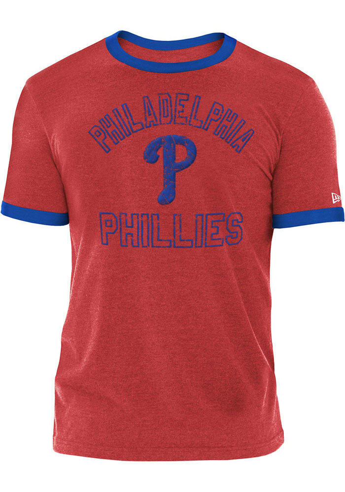 Philadelphia Phillies New Era Brushed Ringer T-Shirt - Heathered Light Blue