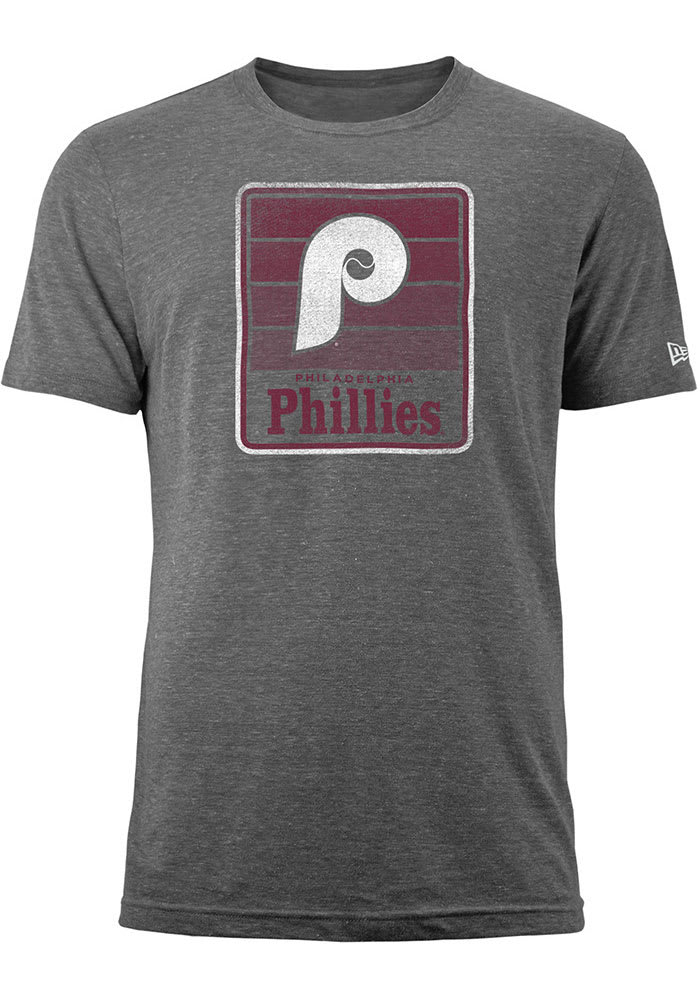 New Era Philadelphia Phillies Grey Throwback Brushed Short Sleeve T Shirt
