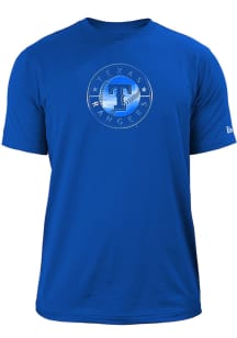 New Era Texas Rangers Blue Active Brushed Short Sleeve T Shirt