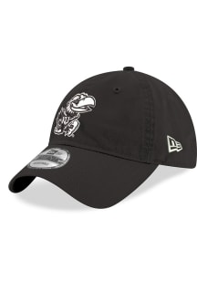 New Era Kansas Jayhawks White Logo 9TWENTY Adjustable Hat - Black