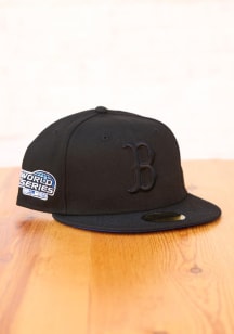 New Era Boston Red Sox Mens Black Tonal Royal UV 2004 WS Side Patch 59FIFTY Fitted Hat