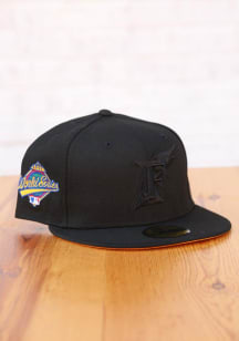 New Era Miami Marlins Mens Black Tonal Gold UV 1997 WS Side Patch 59FIFTY Fitted Hat
