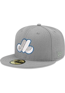 New Era Montreal Expos Mens Grey Tonal Royal Pop Cooperstown 59FIFTY Fitted Hat