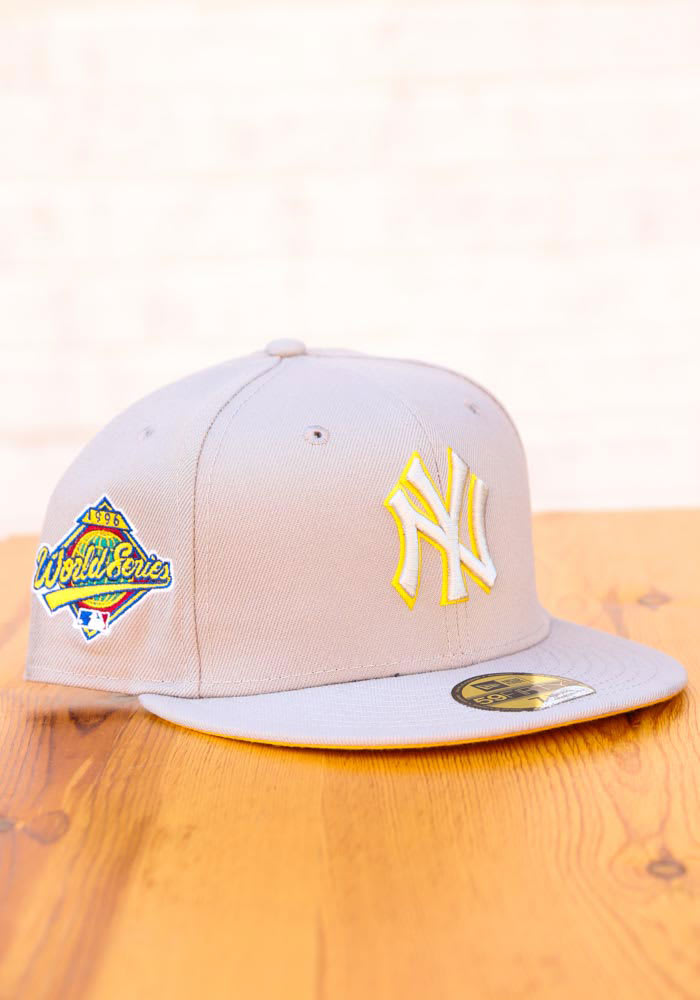 New Era New York Yankees Mens Grey Tonal Gold Pop 1996 WS Side Patch 59FIFTY Fitted Hat