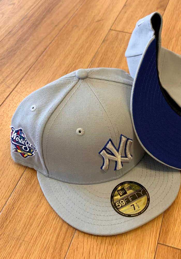 New Era New York Yankees Mens Grey Tonal Royal Pop 1998 WS Side Patch 59FIFTY Fitted Hat
