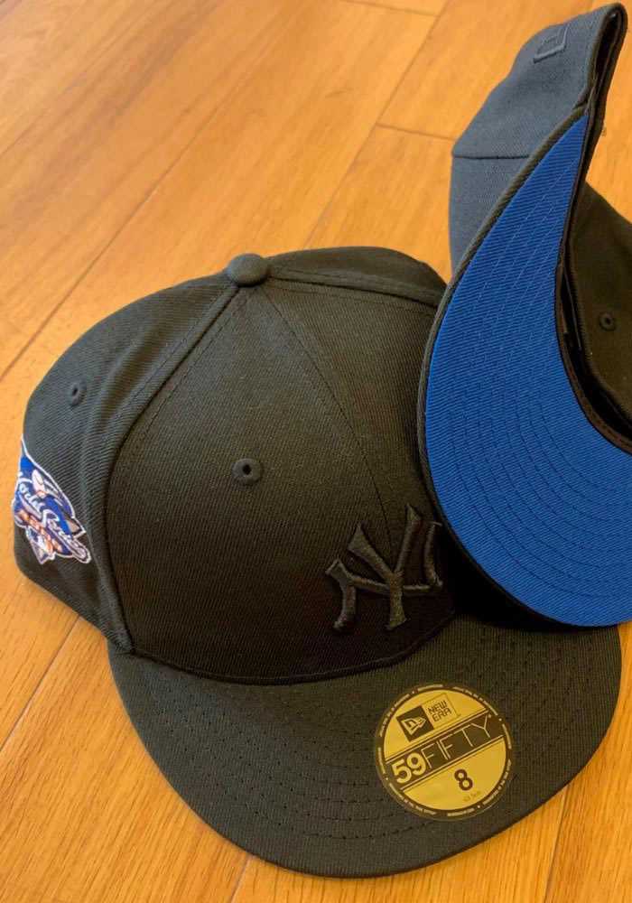 New Era New York Yankees Mens Black Tonal Blue UV 2000 WS Side Patch 59FIFTY Fitted Hat