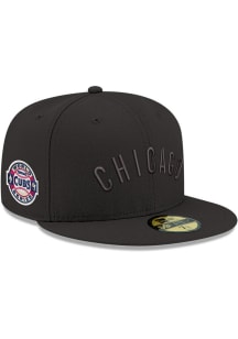 New Era Chicago Cubs Mens Black Tonal Red UV 1907 WS Side Patch 59FIFTY Fitted Hat