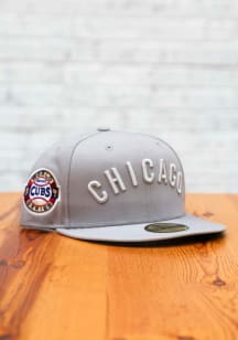 New Era Chicago Cubs Mens Grey Tonal Royal Pop 1907 WS Side Patch 59FIFTY Fitted Hat