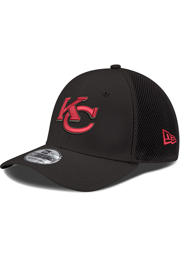 Kansas City Chiefs Mens Elemental Neo 39THIRTY BLACK New Era Flex Hat