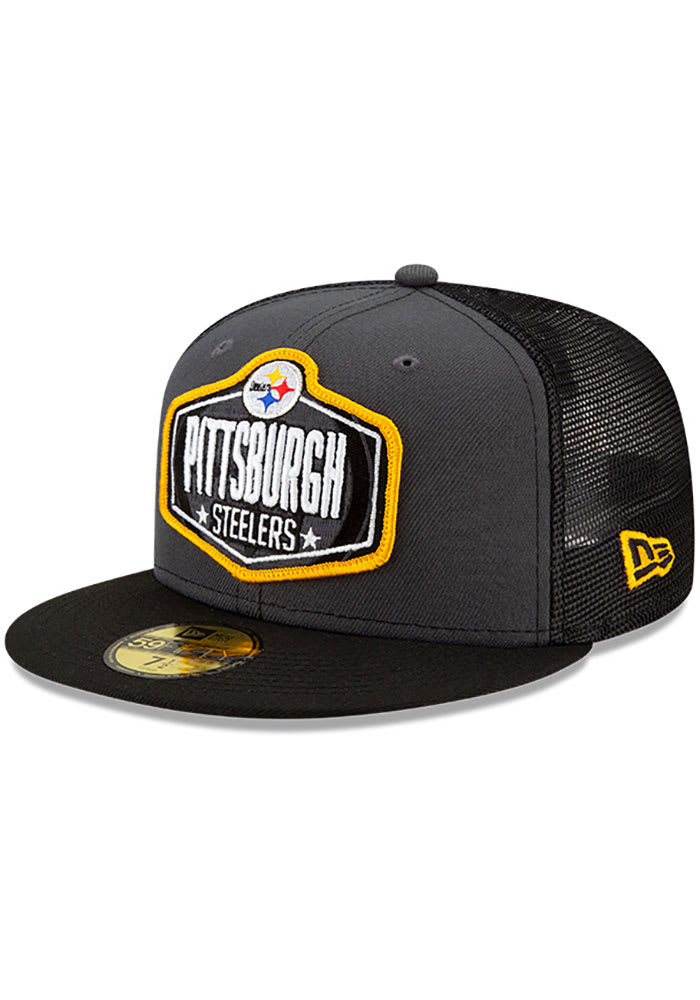 New Era Pittsburgh Steelers Mens Grey 2021 NFL Draft 59FIFTY Fitted Hat