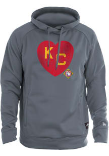 New Era Kansas City Monarchs Mens Charcoal KC Heart Long Sleeve Hoodie