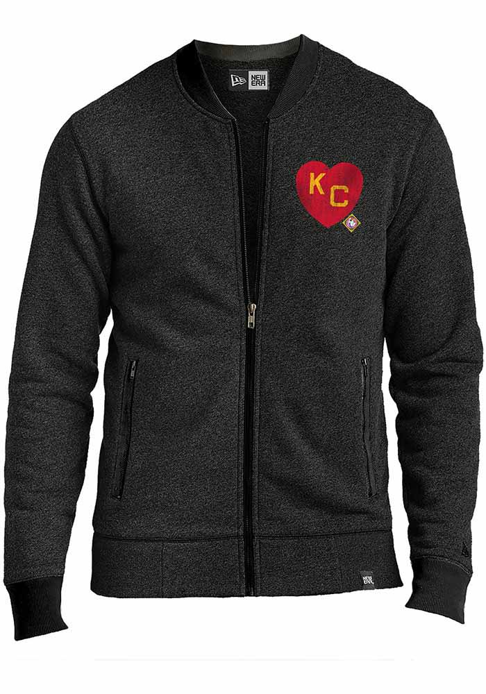 New Era Kansas City Monarchs Mens Black KC Heart Long Sleeve Full Zip Jacket