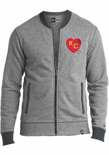 New Era Kansas City Monarchs Mens Grey KC Heart Long Sleeve Full Zip Jacket