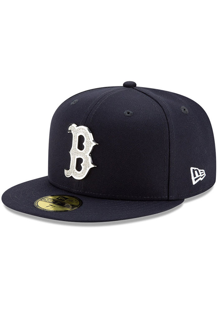 New Era Boston Red Sox Mens Navy Blue Team Gem 59FIFTY Fitted Hat
