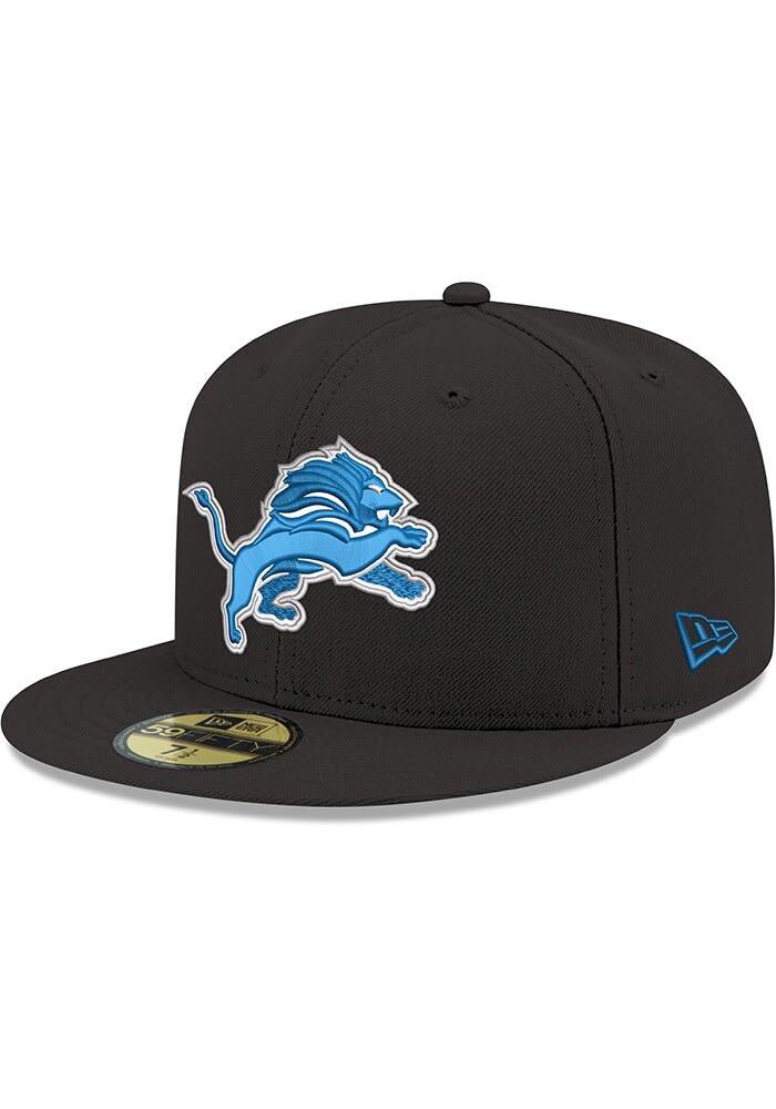 Detroit Lions Mens 59FIFTY BLACK New Era Fitted Hat - 59005835