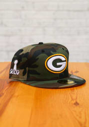 New Era Green Bay Packers Mens Green Super Bowl Side Patch 59FIFTY Fitted Hat