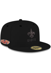 New Era New Orleans Saints Mens Black Tonal Super Bowl Side Patch 59FIFTY Fitted Hat