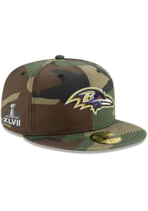 New Era Baltimore Ravens Mens Green Super Bowl Side Patch 59FIFTY Fitted Hat
