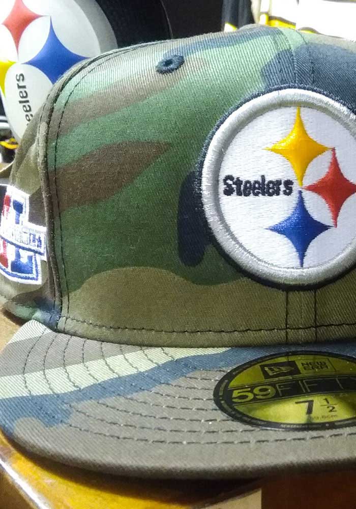 New Era Pittsburgh Steelers Mens Green Super Bowl Side Patch 59FIFTY Fitted Hat