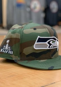 New Era Seattle Seahawks Mens Green Super Bowl Side Patch 59FIFTY Fitted Hat