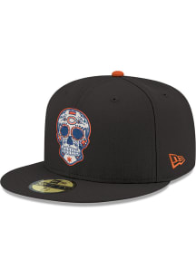New Era Chicago Bears Mens Black Sugar Skull Orange UV 59FIFTY Fitted Hat