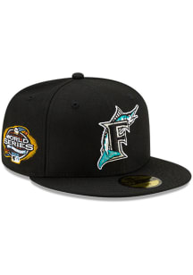 New Era Miami Marlins Mens Black Side Patch Paisley UV 59FIFTY Fitted Hat